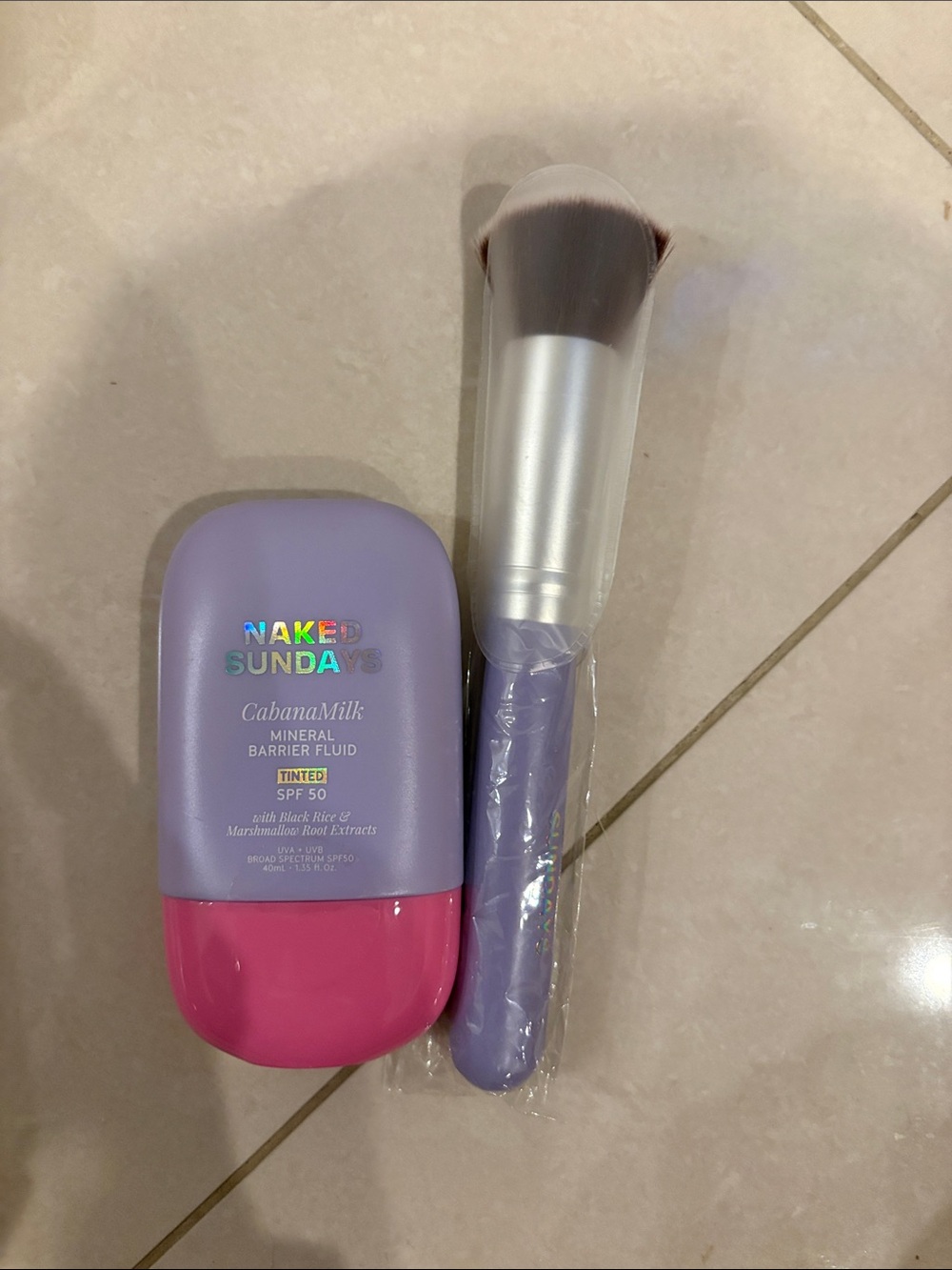 sundays CabanaMilk Tinted Mineral Barrier Fluid & Brush — Lavender and Pink